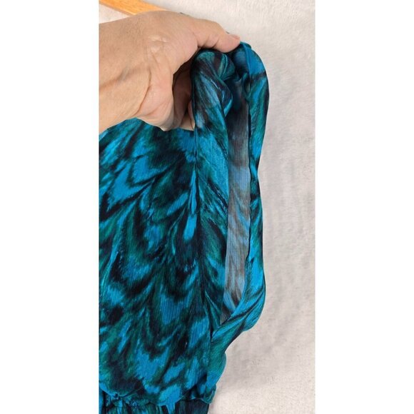 Mini Tunic Dress by Express Sz SP Tropical Blue Green Sheer Lined Party Vacation - Picture 3 of 11